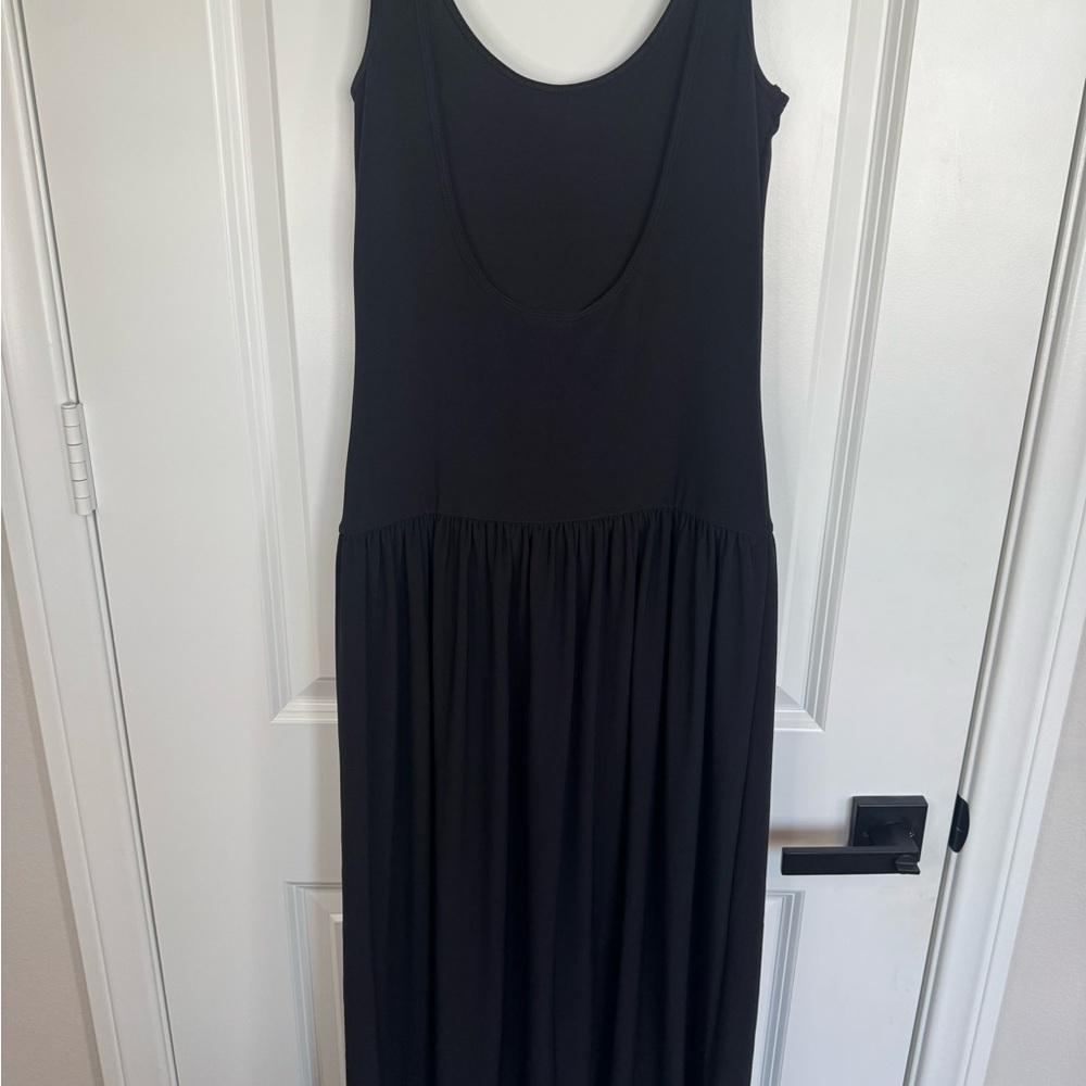 Babaton Aritzia Lowback Midi Dress Minimalist Slip Sundress Black Small - Picture 4 of 10